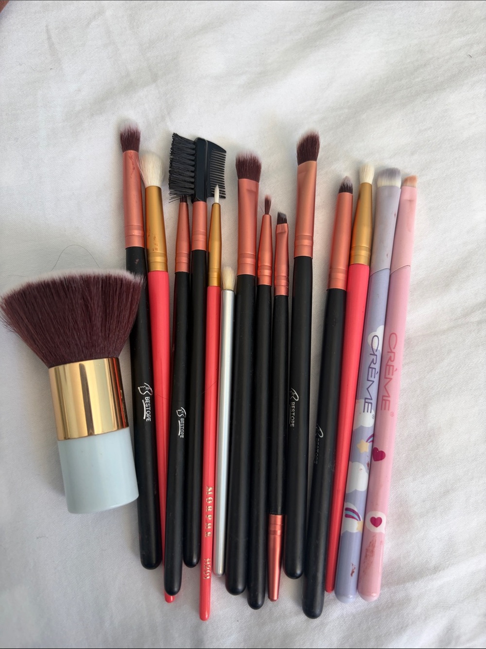 Eye & Brow Brush Set - Black, Coral, Gold